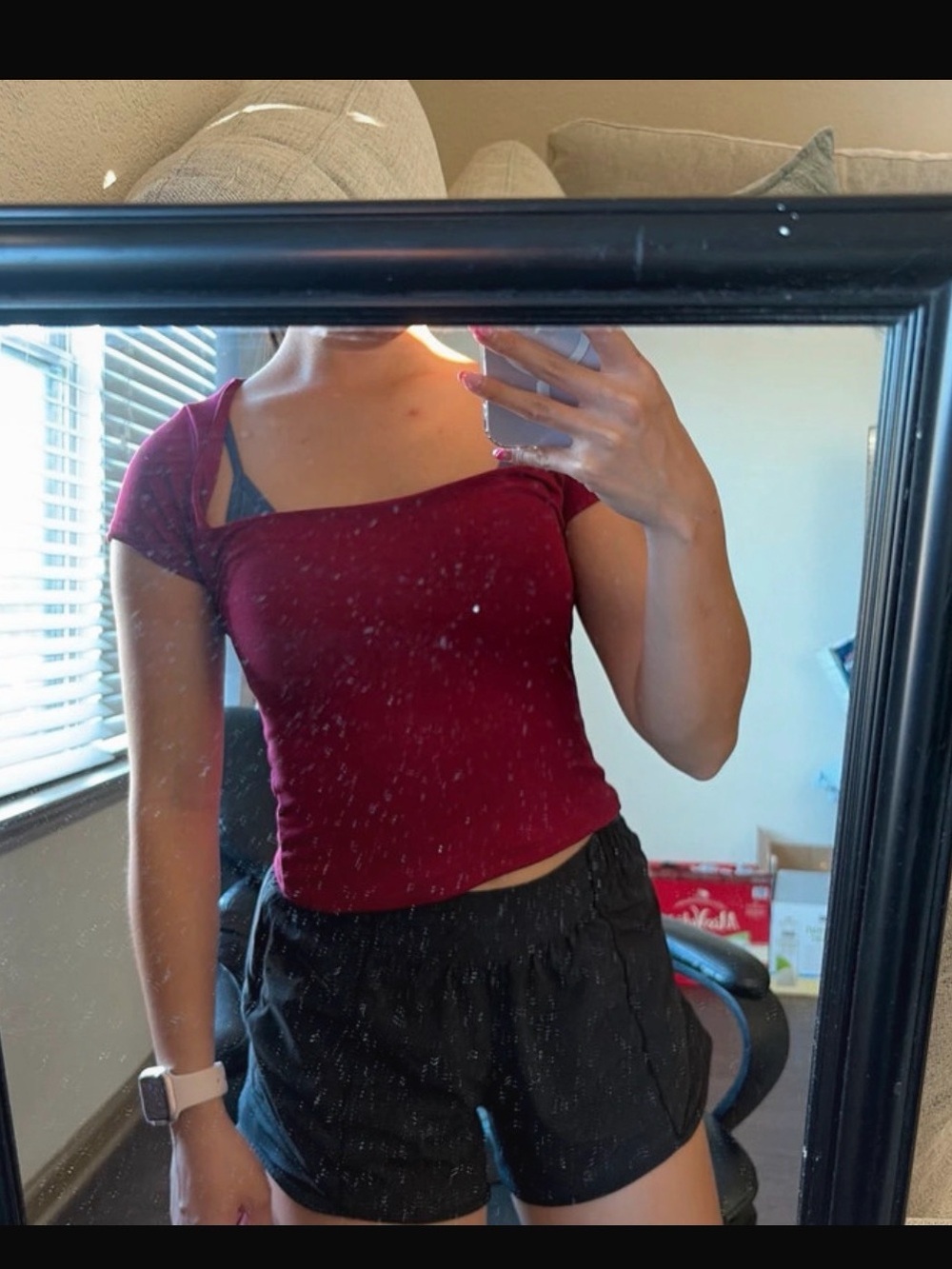 Sincerely Jules Burgundy Square Neck Crop Top